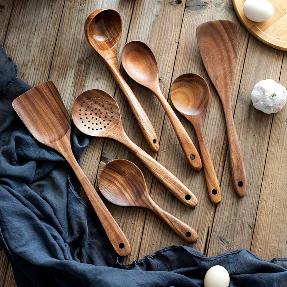 Wood Kitchenware Cooking Set
