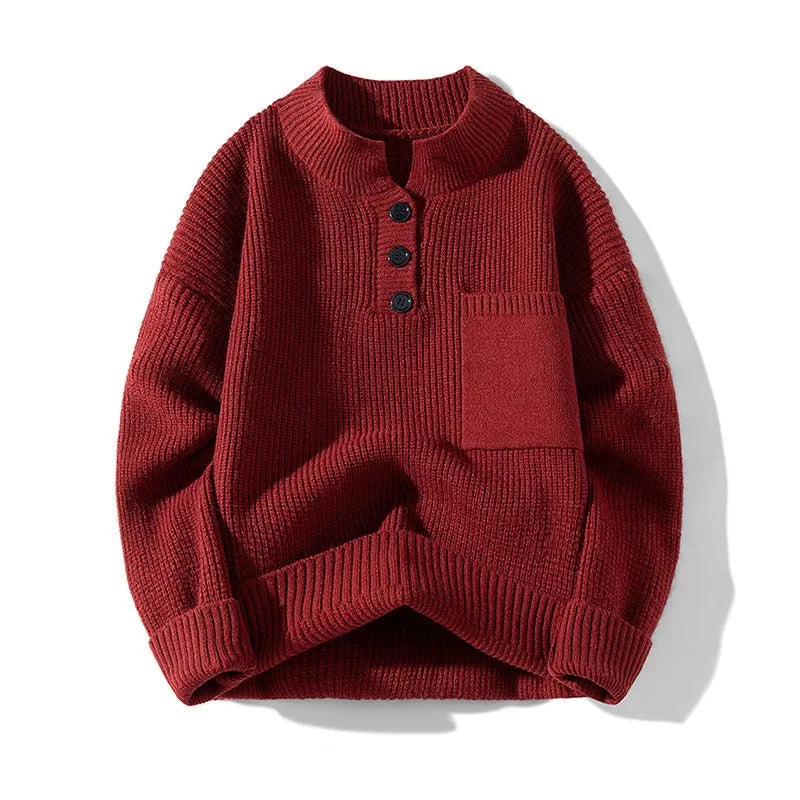 Timeless Henley Knit Pullover
