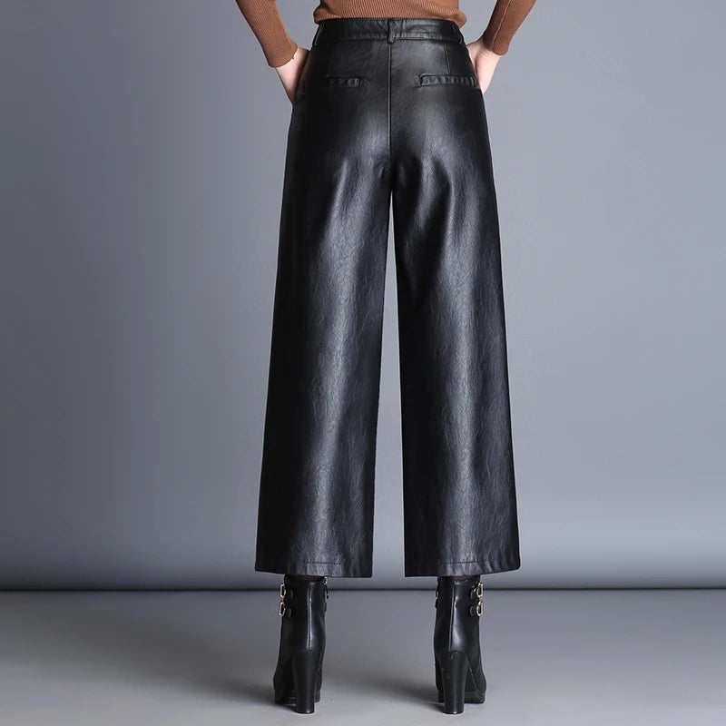 Wide Leg Leather Pants