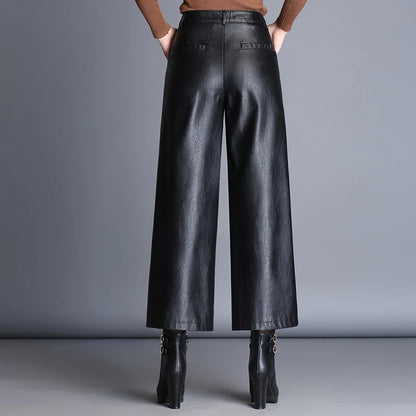 Wide Leg Leather Pants