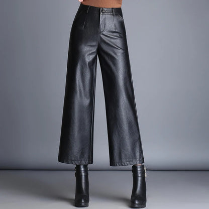 Wide Leg Leather Pants